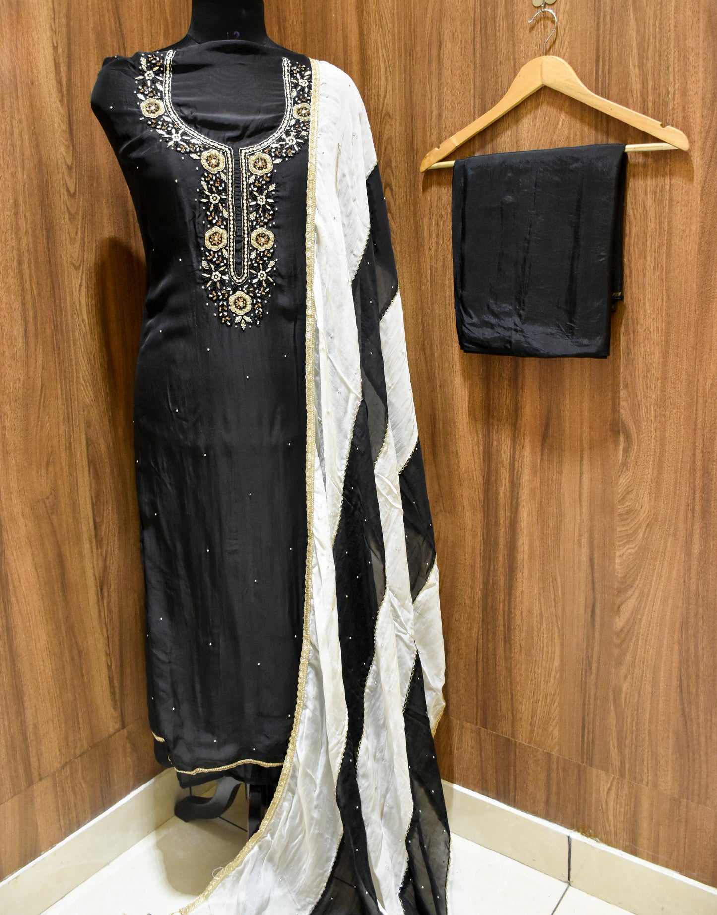 Black Unstitched Suit For Women