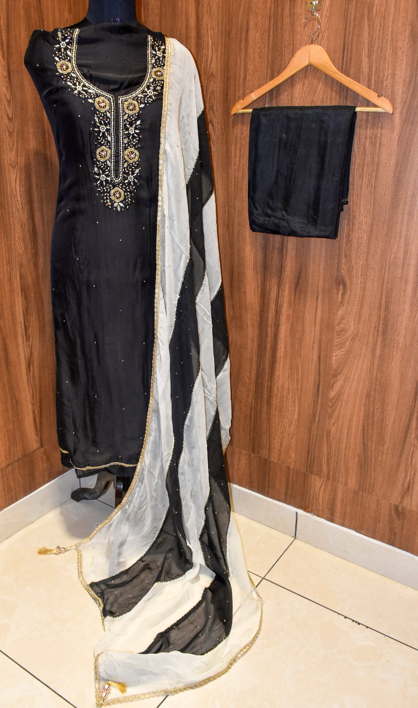 Black Unstitched Suit For Women